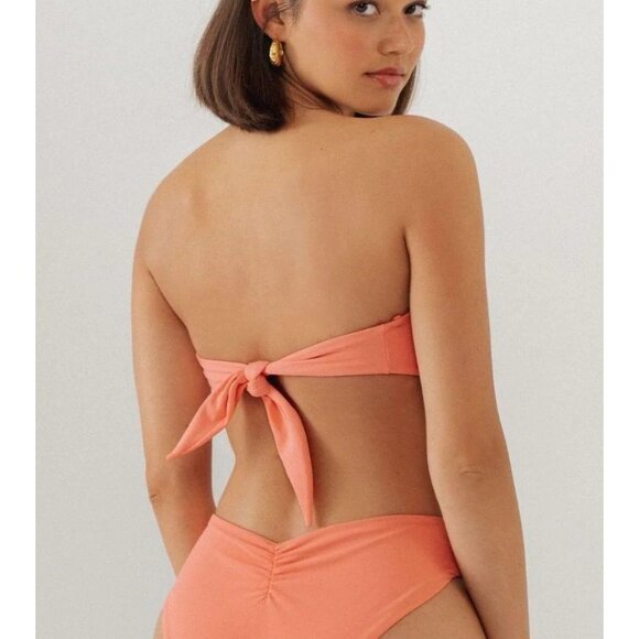 Montce Tori Ties Bandeau Bikini Top in Coral - Picture 3 of 5